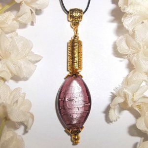 Necklace Purple & Gold Beaded Jewelry Gift 6598